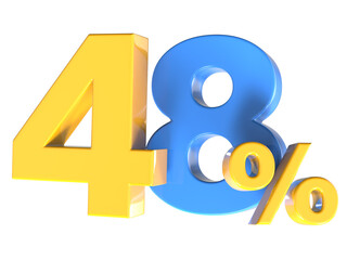48 Number Gold 3D Render