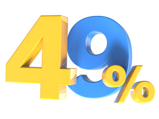 49 Number Gold 3D Render