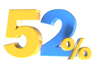 52 Number Gold 3D Render