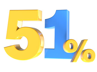 51 Number Gold 3D Render