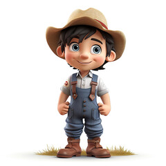 little boy with a hat cartoon character on white 