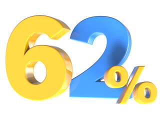 62 Number Gold 3D Render