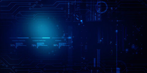 2d illustration Abstract futuristic electronic circuit technology background