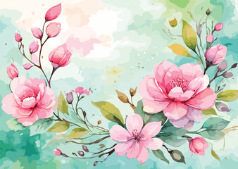 Vector beautiful lovely watercolor spring 