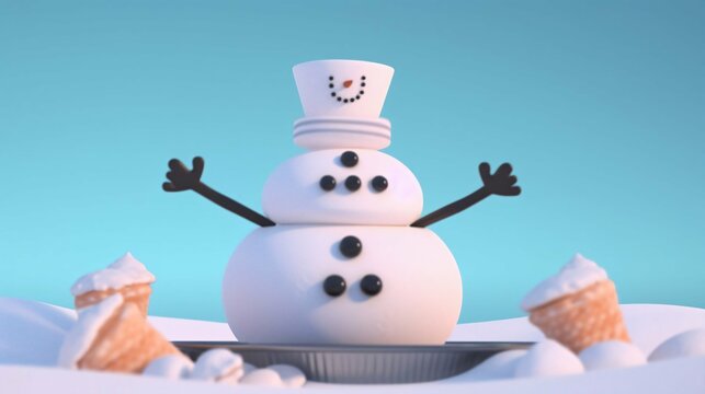 Surreal Snowman With Mismatched Body Parts And Unconventional Accessories