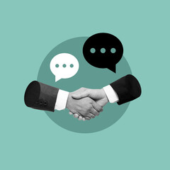 Networking, network of contacts, closing contract, businessmen shaking hands, negotiation, two...