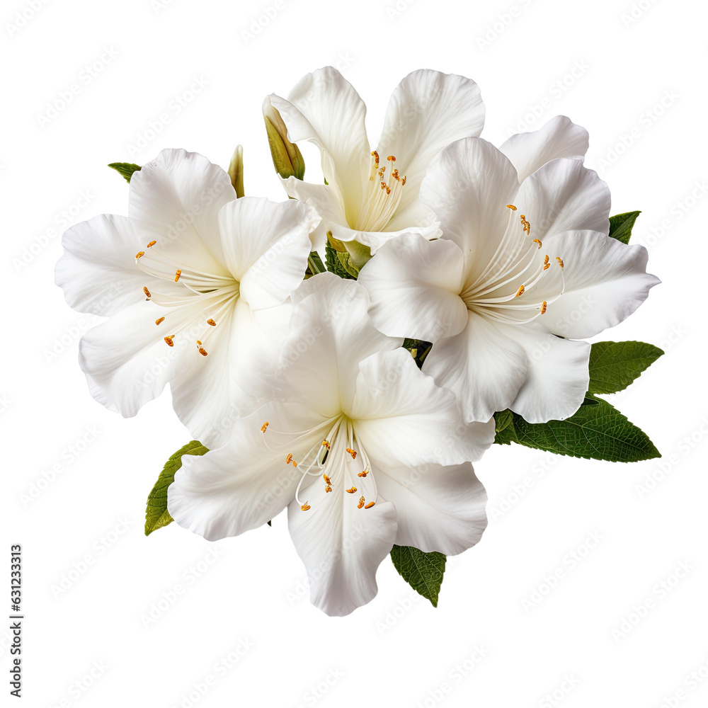 Wall mural white azalea flowers isolated on transparent backround with clipping path.
