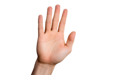 Man Shows Stop Sign Hand Transparent Backed, Png