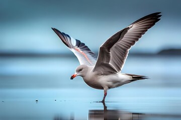 Fototapeta premium seagull flying over the sea generated by AI tool 