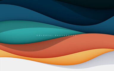 Abstract colorful wavy dimension layers background liquid shape.