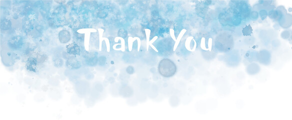 Vector text thank you in white color on the blue background hand-drawn vintage, Thank you calligraphy for greeting cards, stickers, banners, prints