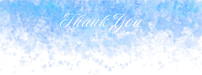 Vector text thank you in white color on the blue background hand-drawn vintage, Thank you calligraphy for greeting cards, stickers, banners, prints