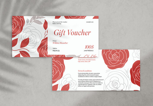 Elegant Floral Patterned Gift Voucher With Generative AI