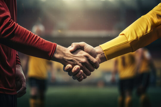 Soccer Players Shaking Hands Closeup