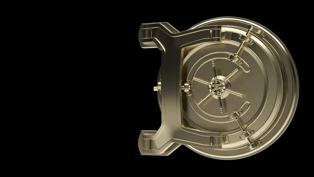 The opening round door of the bank vault. 3d illustration.
