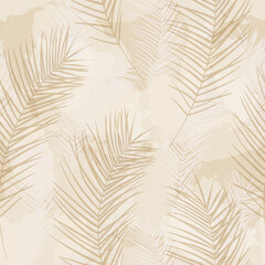 Tropical pattern, palm leaves seamless vector background. Watercolor leaves exotic jungle print