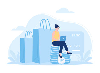 Online shop payment method concept flat illustration