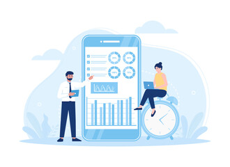 Business training with big screenconcept flat illustration