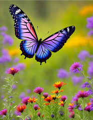 A beautiful butterfly in a flower garden. AI  Generated
