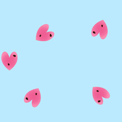 Seamless blue pattern of watermelon hearts