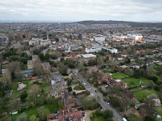 Streets and roads Eltham London UK drone,aerial