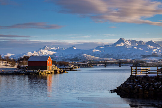Scenic Lofoten mountains at sunrise