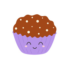 flat vector illustration of chocolate muffin character