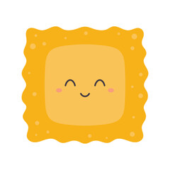 vector illustration of cute cartoon ravioli character