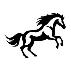 Fototapeta na wymiar Running horse black outlines icon logo vector illustration
