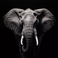 portrait of an elephant on black background. ai generated  - obrazy, fototapety, plakaty