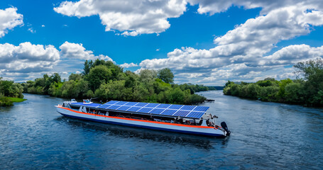 Fototapeta premium boat solar tourist on the river