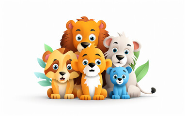 Obraz na płótnie Canvas Jungle Jamboree: 3D Cartoon Animal Family