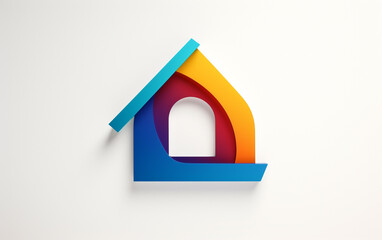 Obraz na płótnie Canvas Contemporary Habitat: 3D House Logo Design
