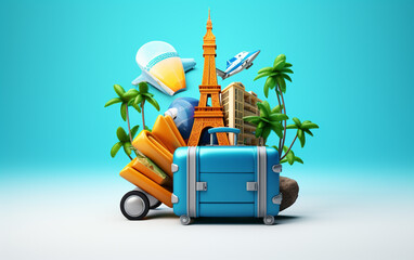 Worlds in Motion: 3D Travel Agency Logo Design - obrazy, fototapety, plakaty