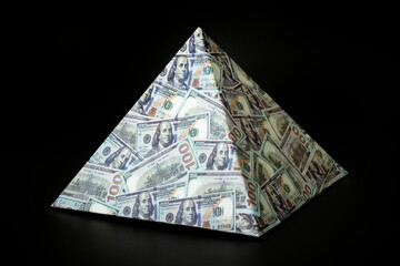 global financial pyramid based on the dominance of the dollar. World management concept. conspiracy...