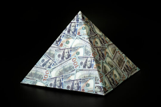 global financial pyramid based on the dominance of the dollar. World management concept. conspiracy theory