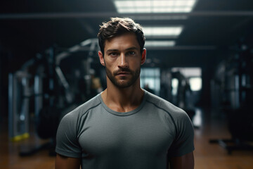 Fototapeta premium Man in Gym. Athletic, active and ready to train.