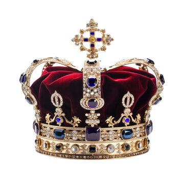 The royal coronation crown displayed against transparent background.