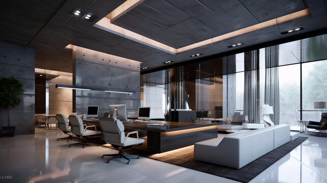 modern office interior of a startup. ai generated