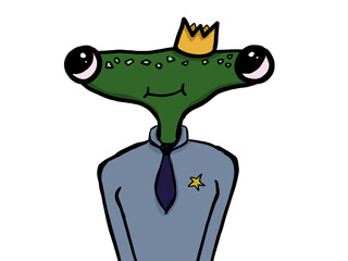 Dessin de prince grenouille avec une couronne et un costume