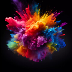 explosion of a colorful powder. ai generated