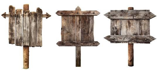 Old Wooden Roadside Sign Isolated