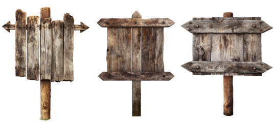 Old Wooden Roadside Sign Isolated