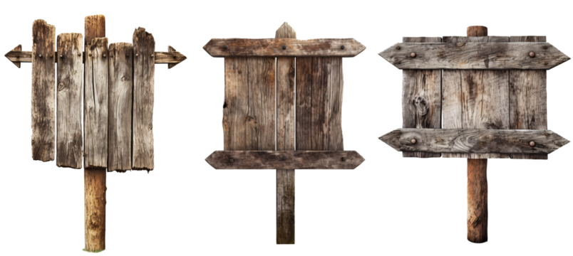 Old Wooden Roadside Sign Isolated