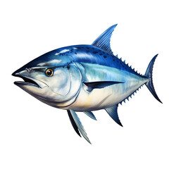 drawing of bluefin tuna on transparent background