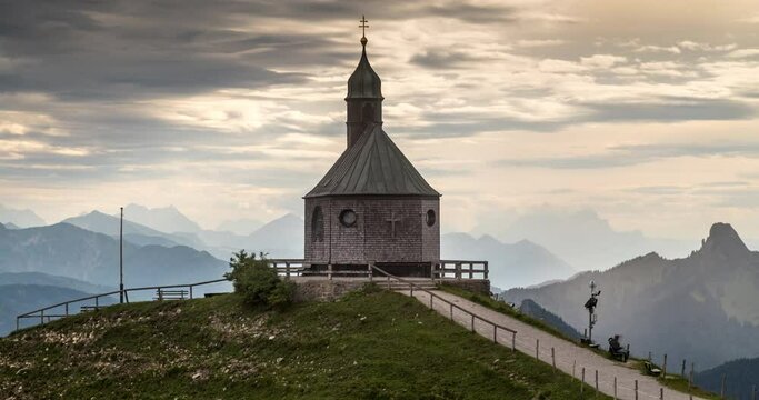 Wallberg Mountain Chapel (Kapelle Heilig Kreuz) tegernsee bavaria germany nature landscapes pre alps mountains nature timelapse landscapes alps panorama.