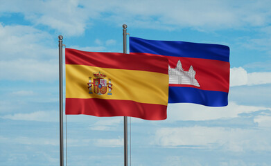 Cambodia and Spain flag