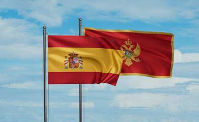 Montenegro and Spain flag