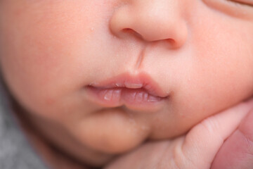 Newborn baby details macro photography toes fingers head lips ears