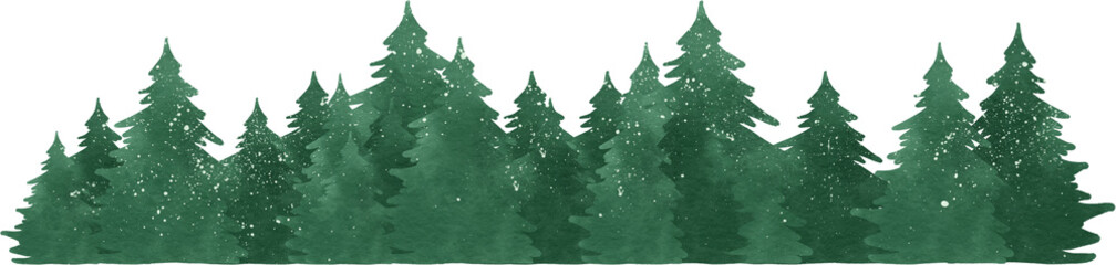 Christmas forest tree watercolor